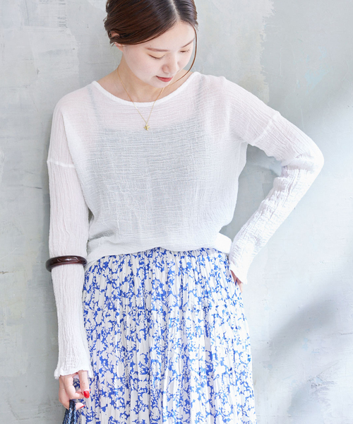 IENA(イエナ)の「《追加》【LES ATELIERS FRANCAIS DE CONFECTION】ロングスリーブトップス(シャツ/ブラウス・レディース・ホワイト/チャコールグレー/ブラック・FREE)」の7枚目の写真