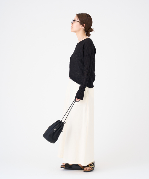 IENA(イエナ)の「《追加》【LES ATELIERS FRANCAIS DE CONFECTION】ロングスリーブトップス(シャツ/ブラウス・レディース・ホワイト/チャコールグレー/ブラック・FREE)」の12枚目の写真