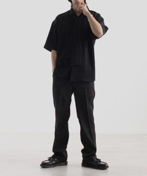 Art re A select（アトリエセレクト）の「DRAPE BOWTIE LOOSE SHIRTS/2way ボウタイ ドレープ トロミ ルーズ 半袖 レギュラーシャツ（シャツ/ブラウス・メンズ・ブラック/グレイッシュベージュ/ホワイト・L/M）」の12枚目の写真