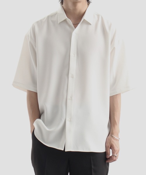 Art re A select（アトリエセレクト）の「DRAPE BOWTIE LOOSE SHIRTS/2way ボウタイ ドレープ トロミ ルーズ 半袖 レギュラーシャツ（シャツ/ブラウス・メンズ・ブラック/グレイッシュベージュ/ホワイト・L/M）」の14枚目の写真