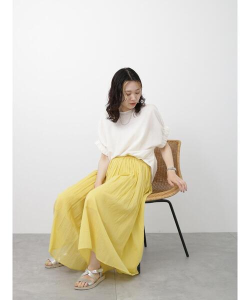 Samansa Mos2 blue（サマンサモスモスブルー）の「ボイルギャザースカーチョ（その他パンツ・レディース・イエロー/ブラック/ブルー/キナリ・F）」の8枚目の写真