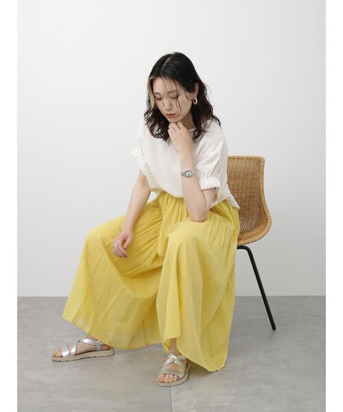 Samansa Mos2 blue（サマンサモスモスブルー）の「ボイルギャザースカーチョ（その他パンツ・レディース・イエロー/ブラック/ブルー/キナリ・F）」の9枚目の写真