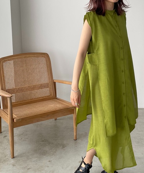 【KAPITAL】リネンレイヤード　ノースリー2wayブワンピース 210nouve（トゥージュヌーブ）の「2WAYレイヤード風ノースリワンピース