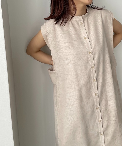 【KAPITAL】リネンレイヤード　ノースリー2wayブワンピース UpcycleLino】天然染め レイヤードギャザー2wayワンピース** | KITTE