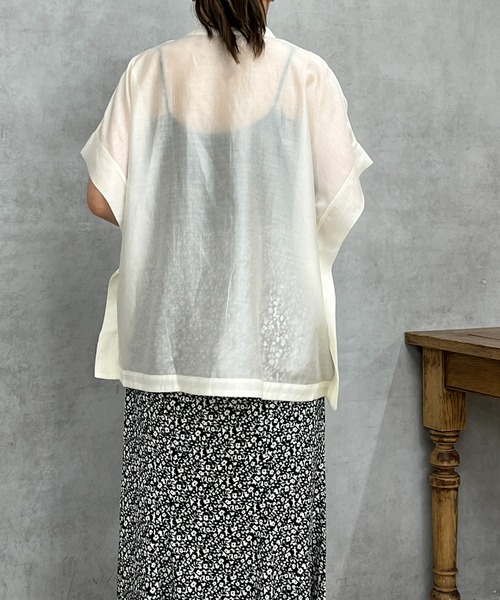 un dix cors（アンディコール）の「シアーボックスシャツ（シャツ/ブラウス・レディース・オフホワイト/チャコールグレー/オレンジ/グリーン・FREE）」の6枚目の写真