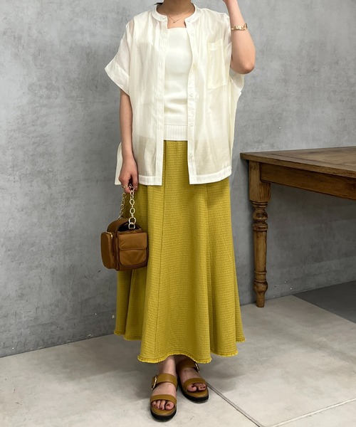 un dix cors（アンディコール）の「シアーボックスシャツ（シャツ/ブラウス・レディース・オフホワイト/チャコールグレー/オレンジ/グリーン・FREE）」の8枚目の写真