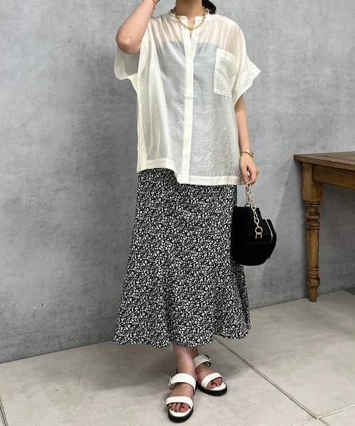 un dix cors（アンディコール）の「シアーボックスシャツ（シャツ/ブラウス・レディース・オフホワイト/チャコールグレー/オレンジ/グリーン・FREE）」の9枚目の写真