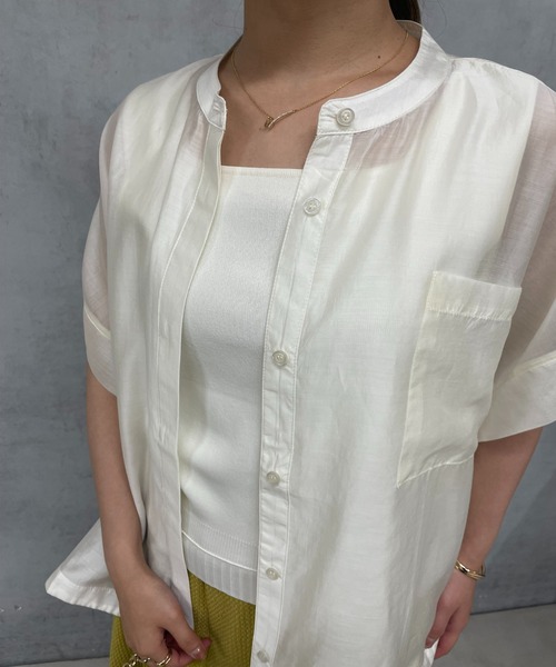 un dix cors（アンディコール）の「シアーボックスシャツ（シャツ/ブラウス・レディース・オフホワイト/チャコールグレー/オレンジ/グリーン・FREE）」の12枚目の写真