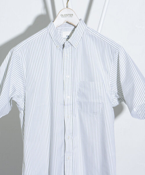 GLOSTER（グロスター）の「【GLOSTER/グロスター】ストライプ ボタンダウン半袖シャツ ストレッチ（シャツ/ブラウス・メンズ・グリーン系その他/ブルー系その他/イエロー系その他・S/M/L）」の2枚目の写真