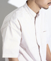 【GLOSTER/グロスター】ストライプ ボタンダウン半袖シャツ ストレッチ
