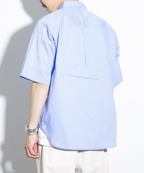 GLOSTER（グロスター）の「【GLOSTER/グロスター】ストライプ ボタンダウン半袖シャツ ストレッチ（シャツ/ブラウス・メンズ・グリーン系その他/ブルー系その他/イエロー系その他・S/M/L）」の4枚目の写真