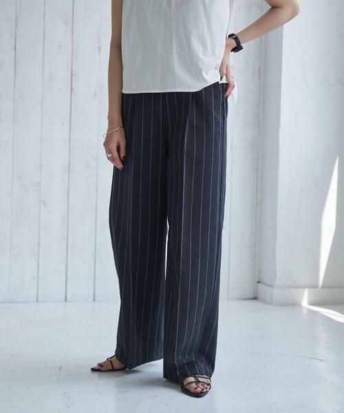 coen（コーエン）の「リネン混タックイージーパンツ（スラックス・レディース・ブラック/ベージュ・S/M/L）」の9枚目の写真