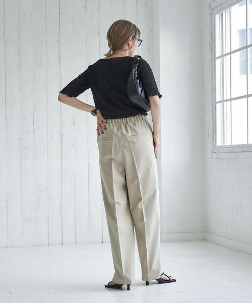 coen（コーエン）の「リネン混タックイージーパンツ（スラックス・レディース・ブラック/ベージュ・S/M/L）」の14枚目の写真