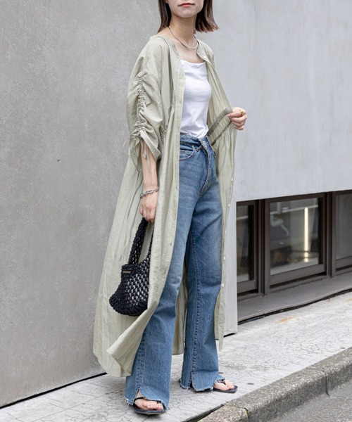 CIAOPANIC TYPY（チャオパニックティピー）の「3WAYシアーリネンギャザーワンピース（ワンピース・レディース・オリーブ/チャコールグレー/ブラウン・ONE SIZE）」の16枚目の写真