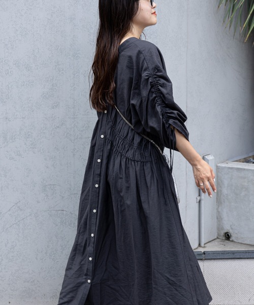 CIAOPANIC TYPY（チャオパニックティピー）の「3WAYシアーリネンギャザーワンピース（ワンピース・レディース・オリーブ/チャコールグレー/ブラウン・ONE SIZE）」の11枚目の写真