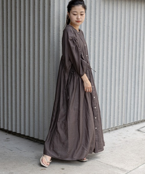 CIAOPANIC TYPY（チャオパニックティピー）の「3WAYシアーリネンギャザーワンピース（ワンピース・レディース・オリーブ/チャコールグレー/ブラウン・ONE SIZE）」の15枚目の写真