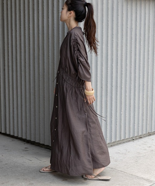 CIAOPANIC TYPY（チャオパニックティピー）の「3WAYシアーリネンギャザーワンピース（ワンピース・レディース・オリーブ/チャコールグレー/ブラウン・ONE SIZE）」の19枚目の写真
