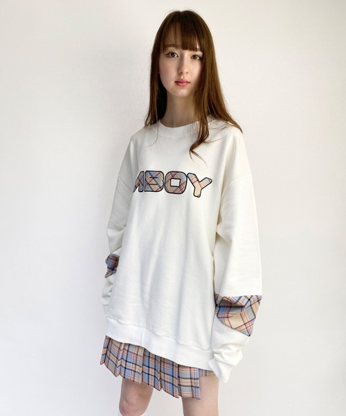 MILKBOY（ミルクボーイ）の「TEDDY CHECK ロゴ トップス（スウェット・レディース・A/B・FREE）」の2枚目の写真