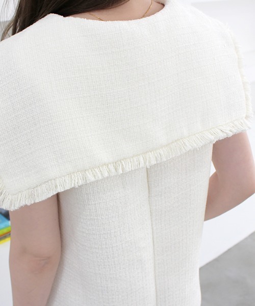 ビッグカラーツイードミニワンピース（ワンピース）｜MODE ROBE（モードローブ）