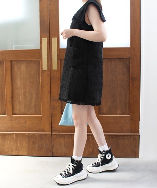 ビッグカラーツイードミニワンピース（ワンピース）｜MODE ROBE（モードローブ）