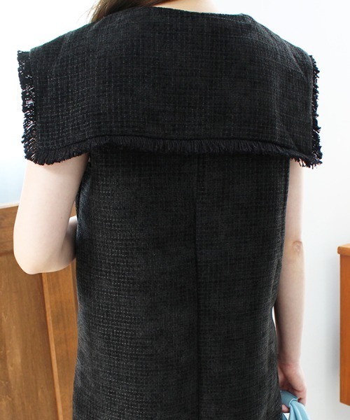 ビッグカラーツイードミニワンピース（ワンピース）｜MODE ROBE（モードローブ）