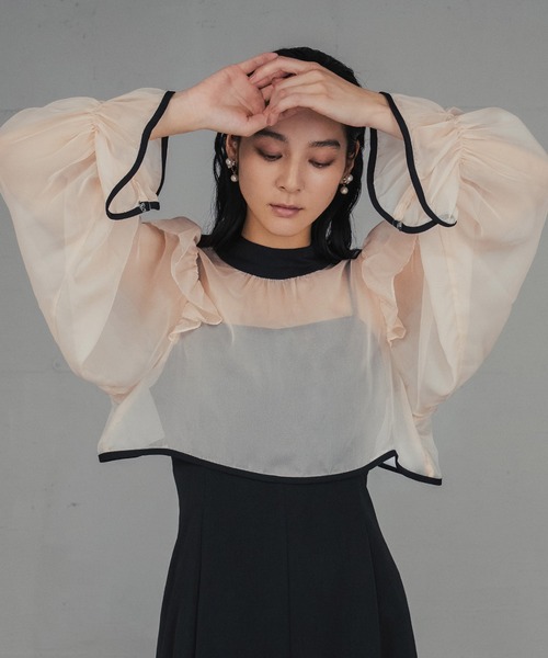 ★月末SALE★GIRL シアーフリルブラウス キャミワンピース オケージョン ☆月末SALE☆GIRL シアーフリルブラウス キャミワンピース