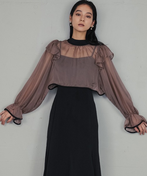 ★月末SALE★GIRL シアーフリルブラウス キャミワンピース オケージョン ☆月末SALE☆GIRL シアーフリルブラウス キャミワンピース