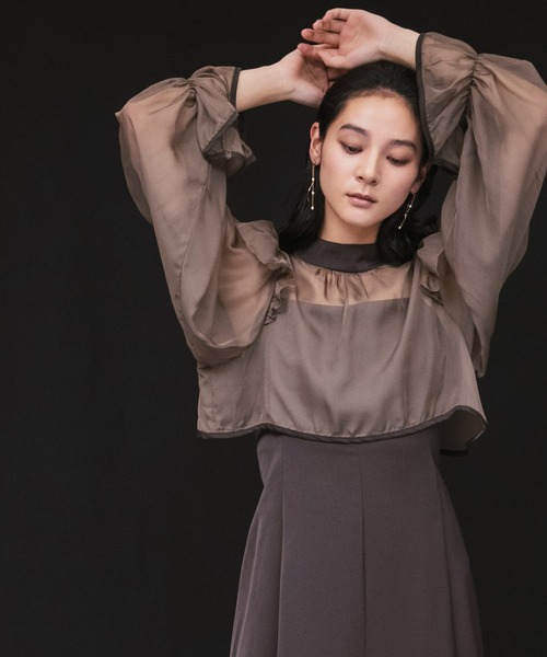 etoll] シアーブラウス&マーメイドキャミソール セット ドレス 結婚式