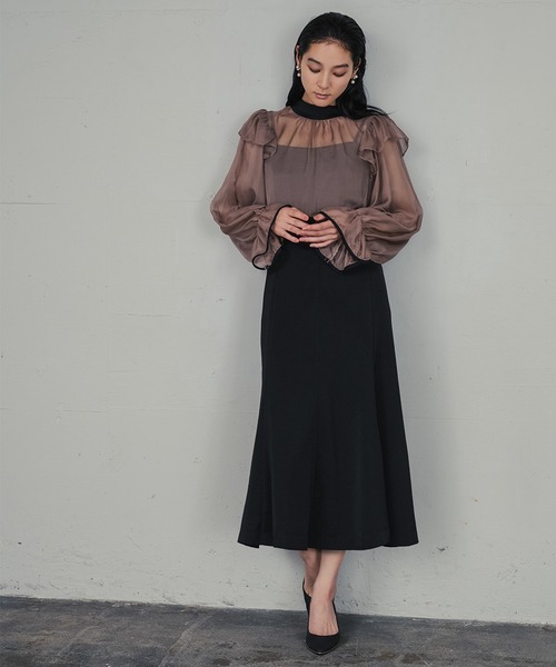 ドレス マーメイド シアー フリル ブラック パーティー 結婚式 GIRL DRESS FOR NOW ドレス シアーフリルブラウス・キャミソール