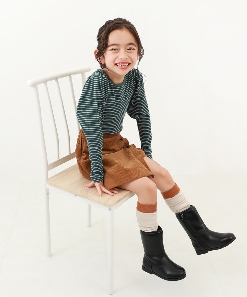 devirock(デビロック)の「撥水 ロングブーツ(ブーツ・キッズ・ブラック/アイボリー・21.0cm/19.0cm/20.0cm/23.0cm/22.0cm/18.0cm/17.0cm)」の3枚目の写真