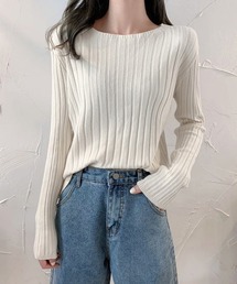 長袖リブニット