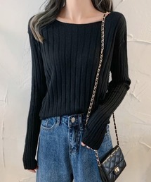 長袖リブニット