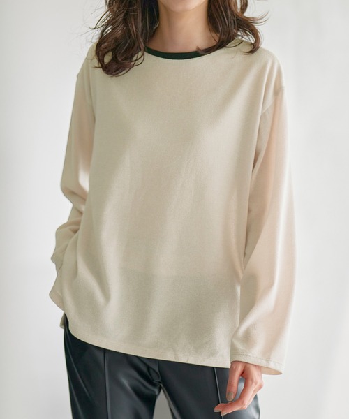 RANAN（ラナン）の「配色使いニットソープルオーバー（ニット/セーター・レディース・ブラック系/ブラック/グレイッシュベージュ/オレンジ/ブルー・M/L/LL）」の3枚目の写真