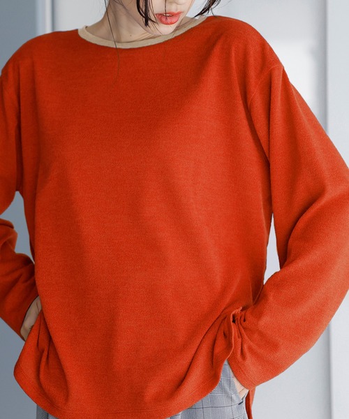 RANAN（ラナン）の「配色使いニットソープルオーバー（ニット/セーター・レディース・ブラック系/ブラック/グレイッシュベージュ/オレンジ/ブルー・M/L/LL）」の5枚目の写真