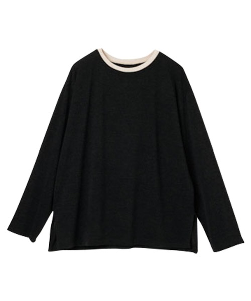 RANAN（ラナン）の「配色使いニットソープルオーバー（ニット/セーター・レディース・ブラック系/ブラック/グレイッシュベージュ/オレンジ/ブルー・M/L/LL）」の8枚目の写真