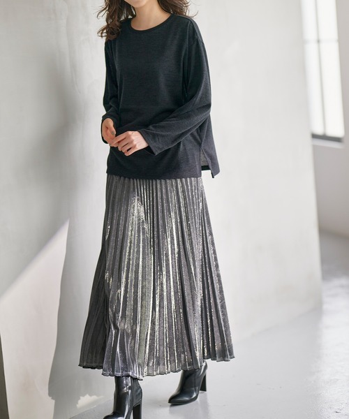 RANAN（ラナン）の「配色使いニットソープルオーバー（ニット/セーター・レディース・ブラック系/ブラック/グレイッシュベージュ/オレンジ/ブルー・M/L/LL）」の17枚目の写真