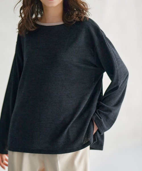 RANAN（ラナン）の「配色使いニットソープルオーバー（ニット/セーター・レディース・ブラック系/ブラック/グレイッシュベージュ/オレンジ/ブルー・M/L/LL）」の20枚目の写真