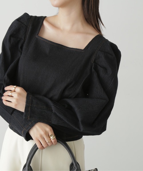 FREE'S MART（フリーズマート）の「◆スクエアネックボリュームスリーブ長袖ブラウス（シャツ/ブラウス・レディース・レッド系その他/カーキ/ホワイト系その他/ブラック系その他・FREE）」の3枚目の写真