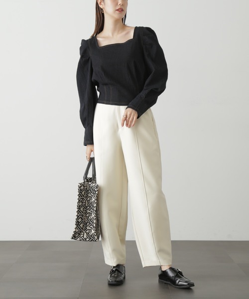 FREE'S MART（フリーズマート）の「◆スクエアネックボリュームスリーブ長袖ブラウス（シャツ/ブラウス・レディース・レッド系その他/カーキ/ホワイト系その他/ブラック系その他・FREE）」の8枚目の写真