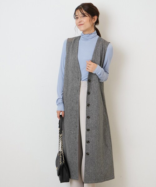 DRESKIP（ドレスキップ）の「◆【2WAY/着回し力◎】ツイード調 ジレにもなるジャンスカ（ワンピース・レディース・ブラック/ダークブラウン/グレー・02/03/04）」の2枚目の写真