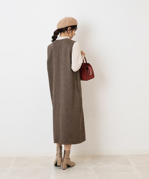 DRESKIP（ドレスキップ）の「◆【2WAY/着回し力◎】ツイード調 ジレにもなるジャンスカ（ワンピース・レディース・ブラック/ダークブラウン/グレー・02/03/04）」の15枚目の写真
