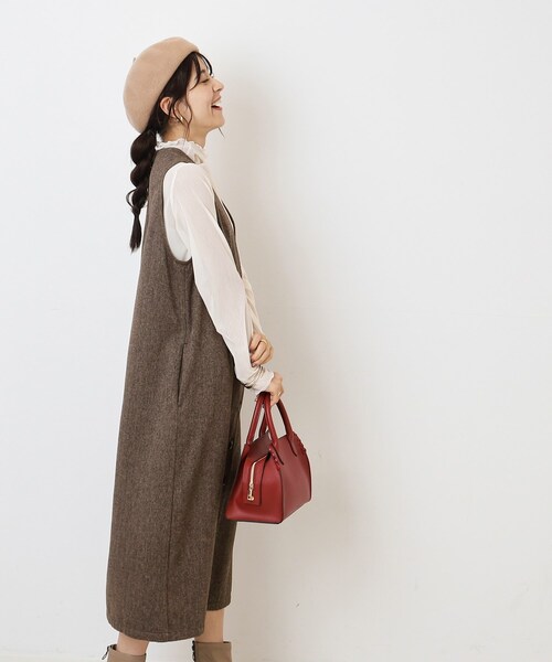 DRESKIP（ドレスキップ）の「◆【2WAY/着回し力◎】ツイード調 ジレにもなるジャンスカ（ワンピース・レディース・ブラック/ダークブラウン/グレー・02/03/04）」の19枚目の写真