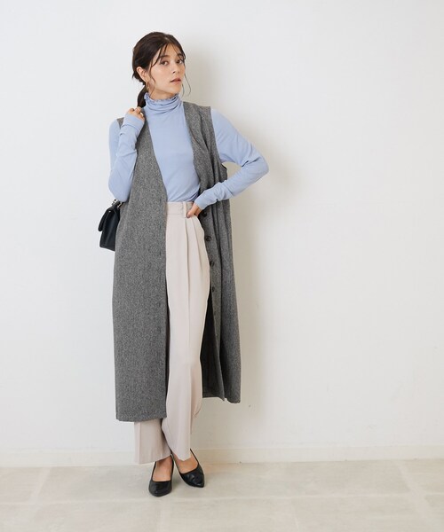 DRESKIP（ドレスキップ）の「◆【2WAY/着回し力◎】ツイード調 ジレにもなるジャンスカ（ワンピース・レディース・ブラック/ダークブラウン/グレー・02/03/04）」の8枚目の写真