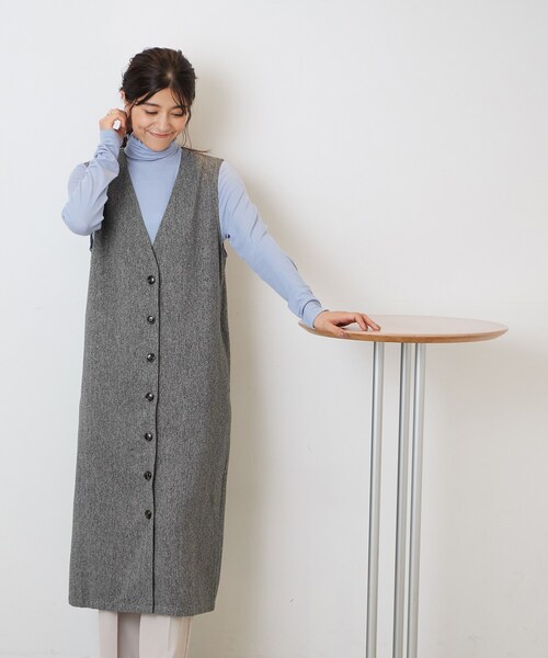 DRESKIP（ドレスキップ）の「◆【2WAY/着回し力◎】ツイード調 ジレにもなるジャンスカ（ワンピース・レディース・ブラック/ダークブラウン/グレー・02/03/04）」の16枚目の写真