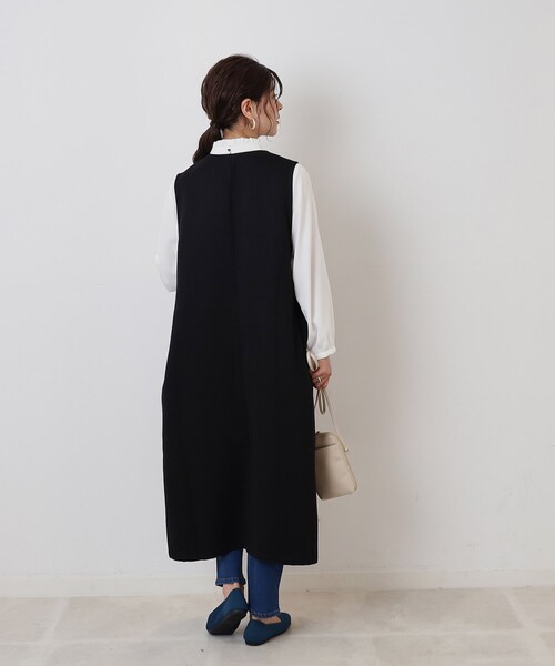 DRESKIP（ドレスキップ）の「◆【2WAY/着回し力◎】ツイード調 ジレにもなるジャンスカ（ワンピース・レディース・ブラック/ダークブラウン/グレー・02/03/04）」の9枚目の写真