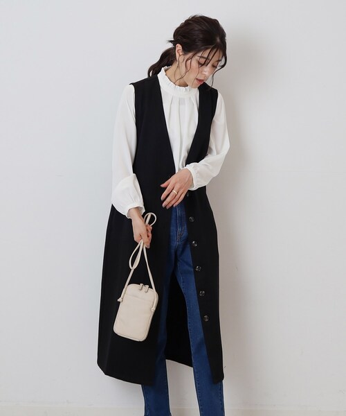 DRESKIP（ドレスキップ）の「◆【2WAY/着回し力◎】ツイード調 ジレにもなるジャンスカ（ワンピース・レディース・ブラック/ダークブラウン/グレー・02/03/04）」の6枚目の写真