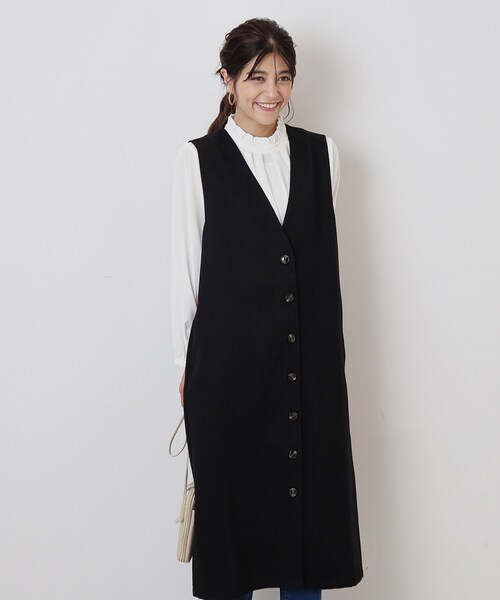 DRESKIP（ドレスキップ）の「◆【2WAY/着回し力◎】ツイード調 ジレにもなるジャンスカ（ワンピース・レディース・ブラック/ダークブラウン/グレー・02/03/04）」の13枚目の写真