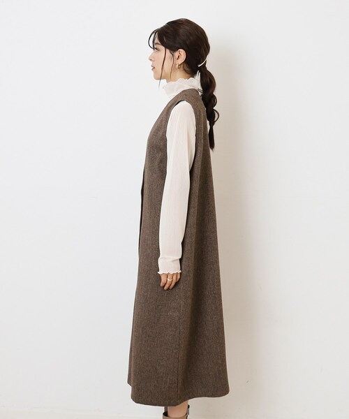 DRESKIP（ドレスキップ）の「◆【2WAY/着回し力◎】ツイード調 ジレにもなるジャンスカ（ワンピース・レディース・ブラック/ダークブラウン/グレー・02/03/04）」の22枚目の写真