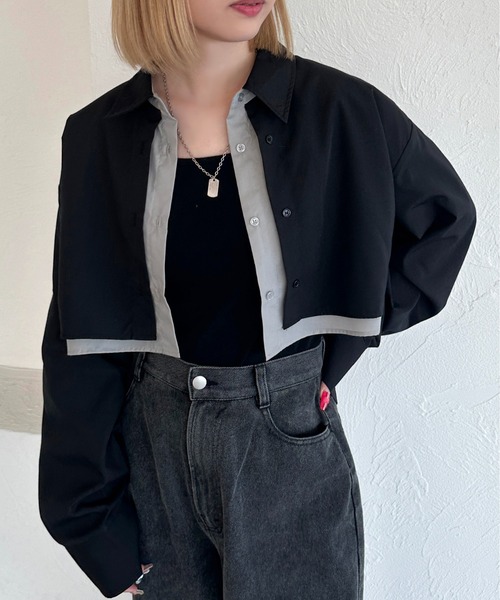 apres jour mignon(アプレジュールミニョン)の「レイヤードシャツ【ZOZOTOWN限定アイテム】(シャツ/ブラウス・レディース・ブルー系その他/ブラック/グレー・フリー/X-LARGE)」の12枚目の写真