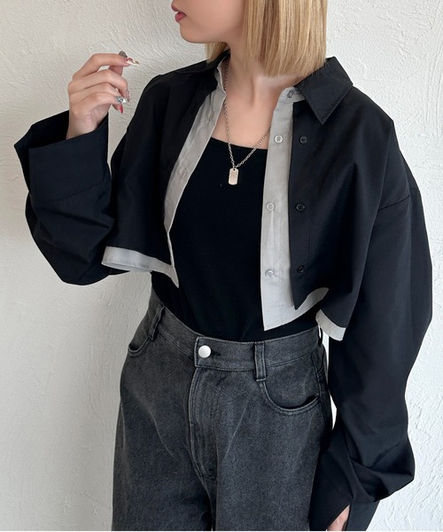 apres jour mignon(アプレジュールミニョン)の「レイヤードシャツ【ZOZOTOWN限定アイテム】(シャツ/ブラウス・レディース・ブルー系その他/ブラック/グレー・フリー/X-LARGE)」の14枚目の写真